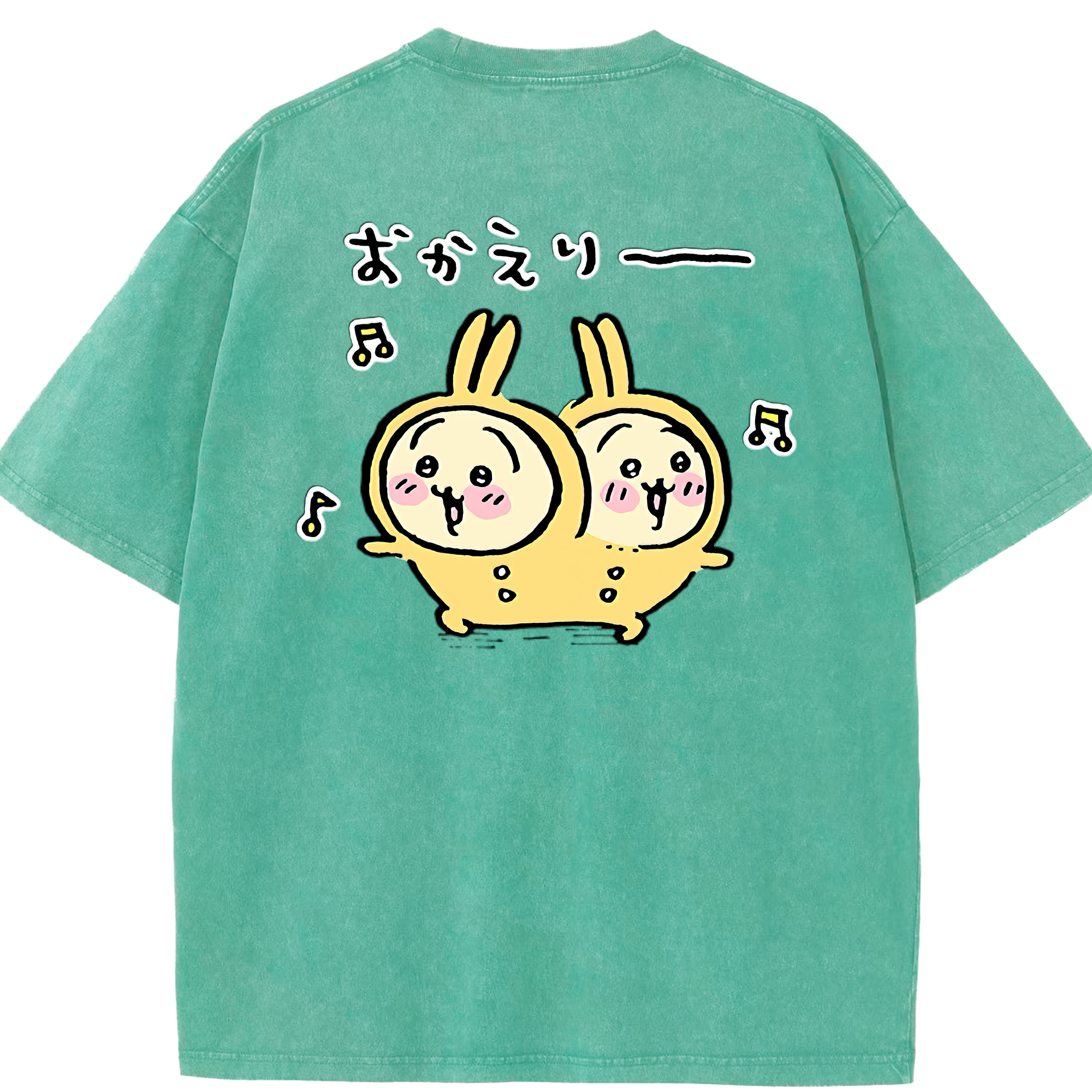 （画像用） ちいかわ うさぎ Chii-kawa usagi 綿100% ヴィンテージ風 半袖Tシャツ（背面プリント）